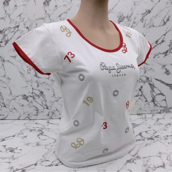 Women's Fashion Pepe Jeans Red | White British Flag Tee Shirt NWT - Picture 3 of 3